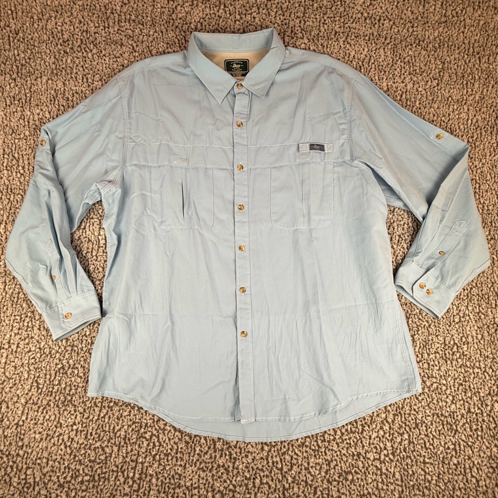 G.H. Bass Explorer Mens XXL Blue Fishing Shirt Vented Outdoor Button Up